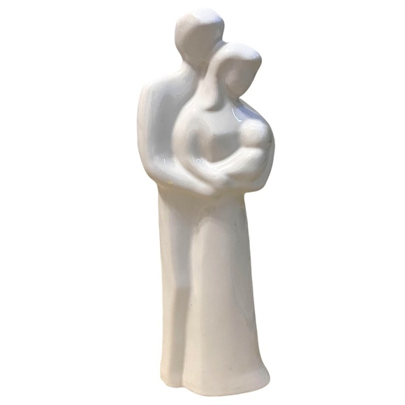 Handmade Sentimental Porcelain Family Sculpture Depicts Father Mother & Child - Picture 1 of 9